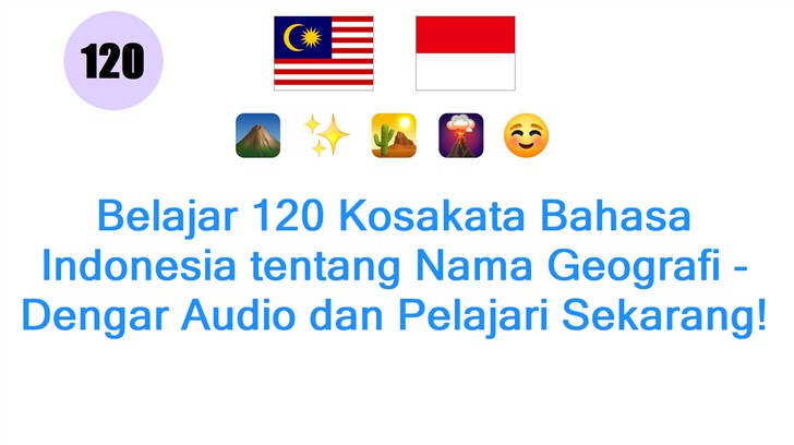 Belajar 120 Kosakata Bahasa Indonesia tentang Nama Geografi - Dengar Audio dan Pelajari Sekarang!